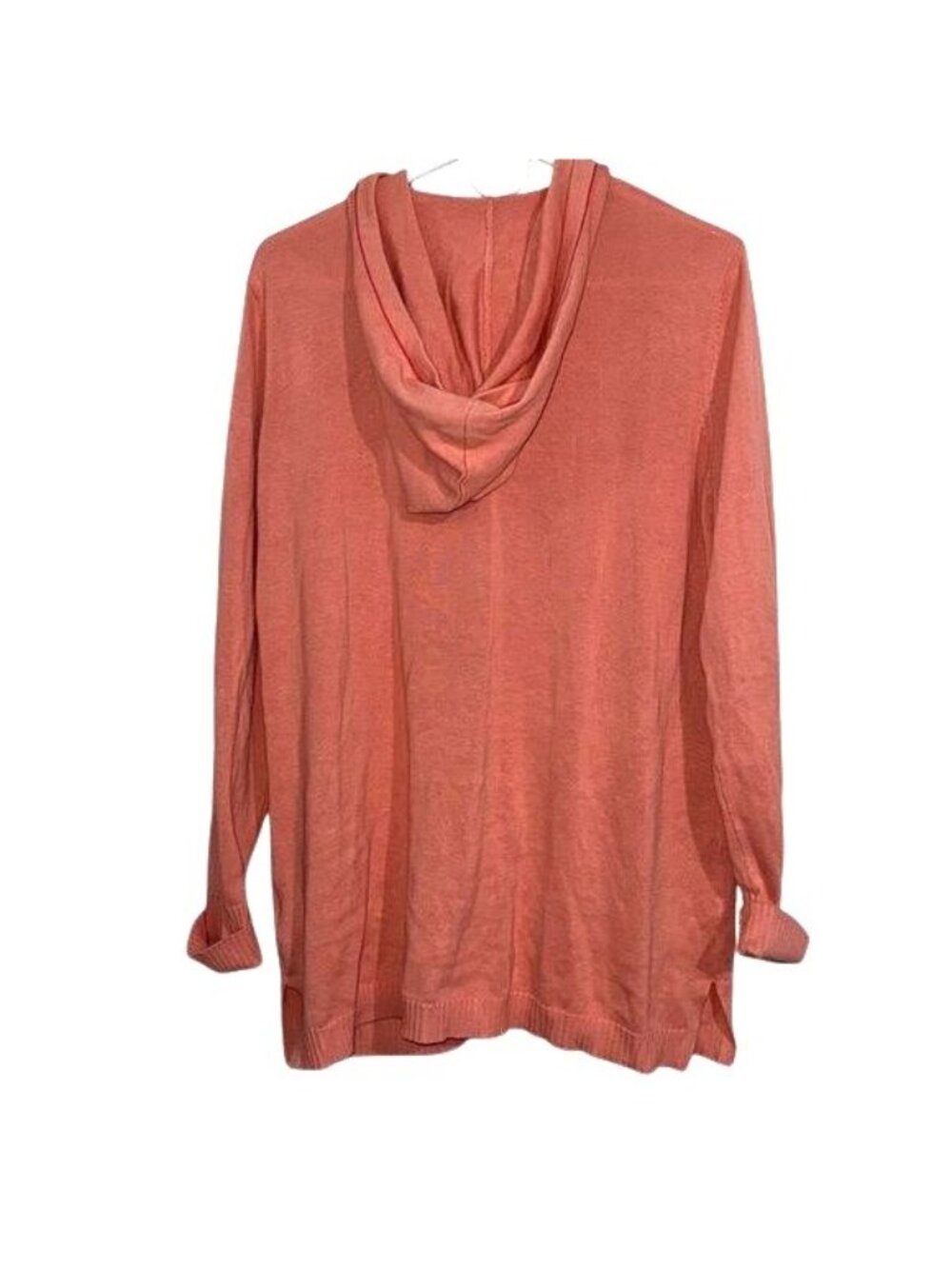 Isaac Mizrahi Live! Womens Hooded Cardigan Sweater M Coral - Picture 5 of 6